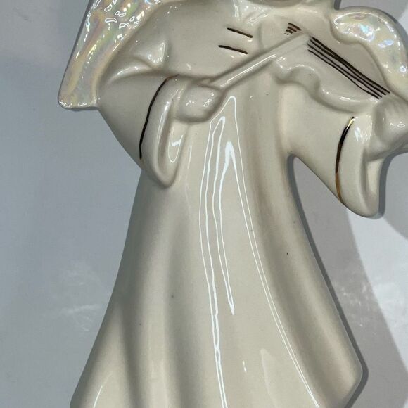 Vintage Angel Music Box Plays Gather At The River White God Loves You Inscribed - Picture 3 of 15